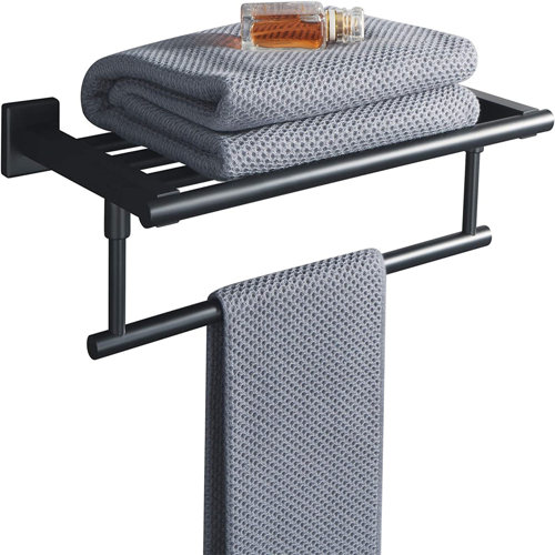 Rebrilliant Louie Metal Floating Shelf With Towel Bar Wayfair